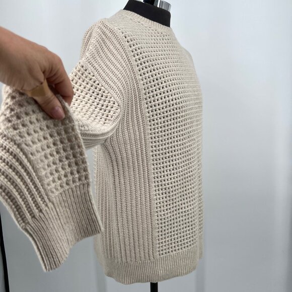 AllSaints Iden Crew Oversized Wool Sweater Eyelet Creamy White Size L‎ - Picture 8 of 12